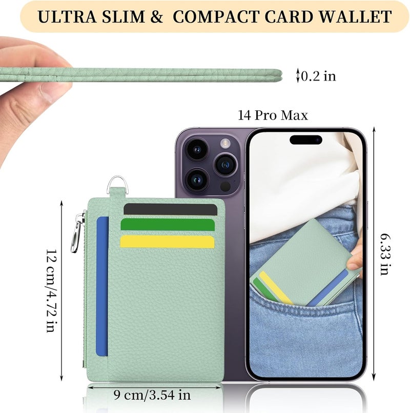 Hancynir Minimalist Small Wallet Women Credit Card Holder, RFID Blocking Slim Mini Card Wallets Cute Front Pocket PU Leather Card Case Thin Travel Zipper Coin Cash Ladies Female Wallet Gifts - Image 2